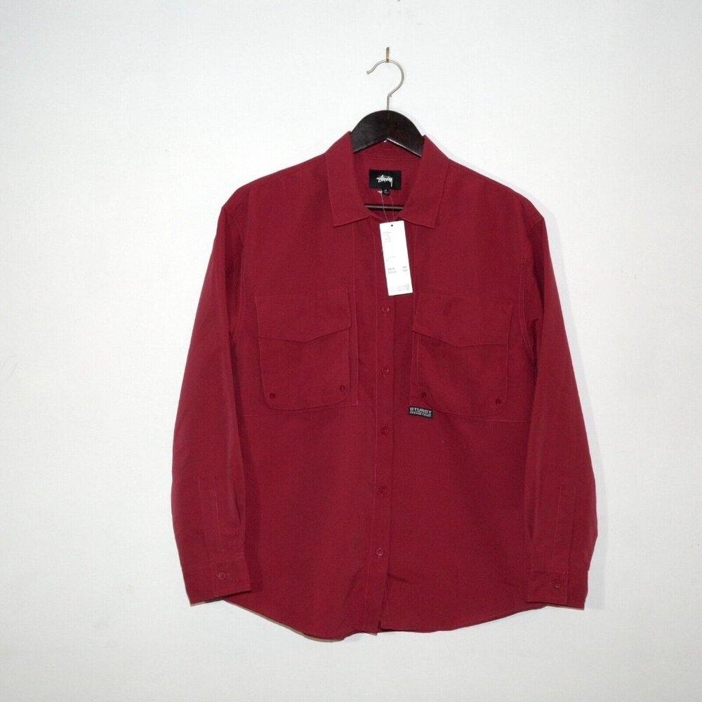 Stussy Range Button Down Shirt Burgundy Brand New Medium $120 RRP